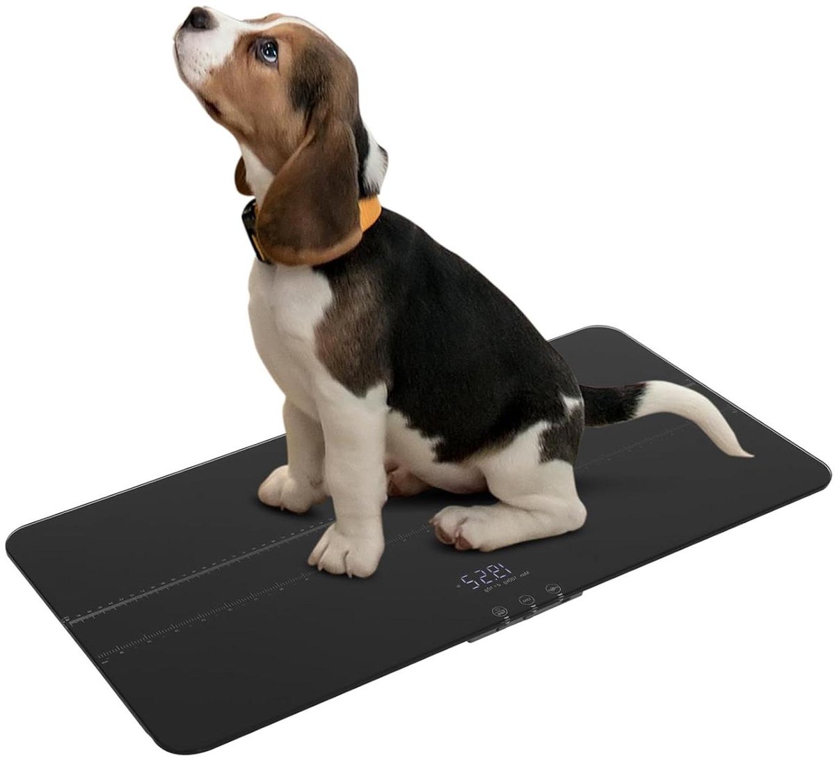 Digitale Huisdier Weegschaal - Honden Katten - Gezondheid Monitoren - Instelbare Hoek - 60 x 33 cm - Zwart
