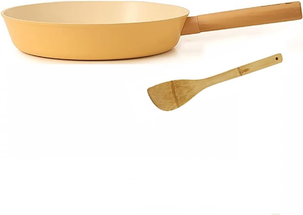 Gele Koekenpan - Antiaanbak Pan - Biefstuk Bakken - Keramische Coating - 28 cm - Geel