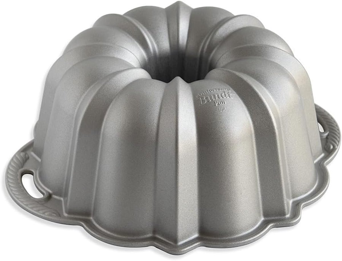 Motief Bakvorm - Taartvorm Bundt - Feestelijke Taarten Maken - Gegoten Aluminium - 15 Cups - Zilver