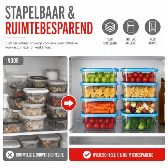Tom Boîtes de rangement 600 Ml Transparent / bleu 20 pièces