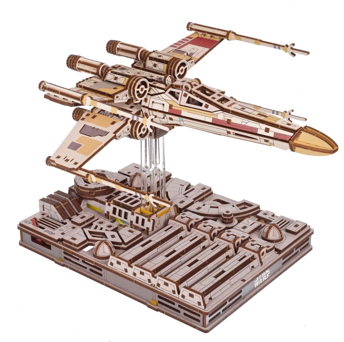 UGEARS 3D Modelbouw - Luke Skywalker's X-Wing Starfighter - Star Wars - Mechanisch Bouwpakket Hout - Educatief Speelgoed — afbeelding 6