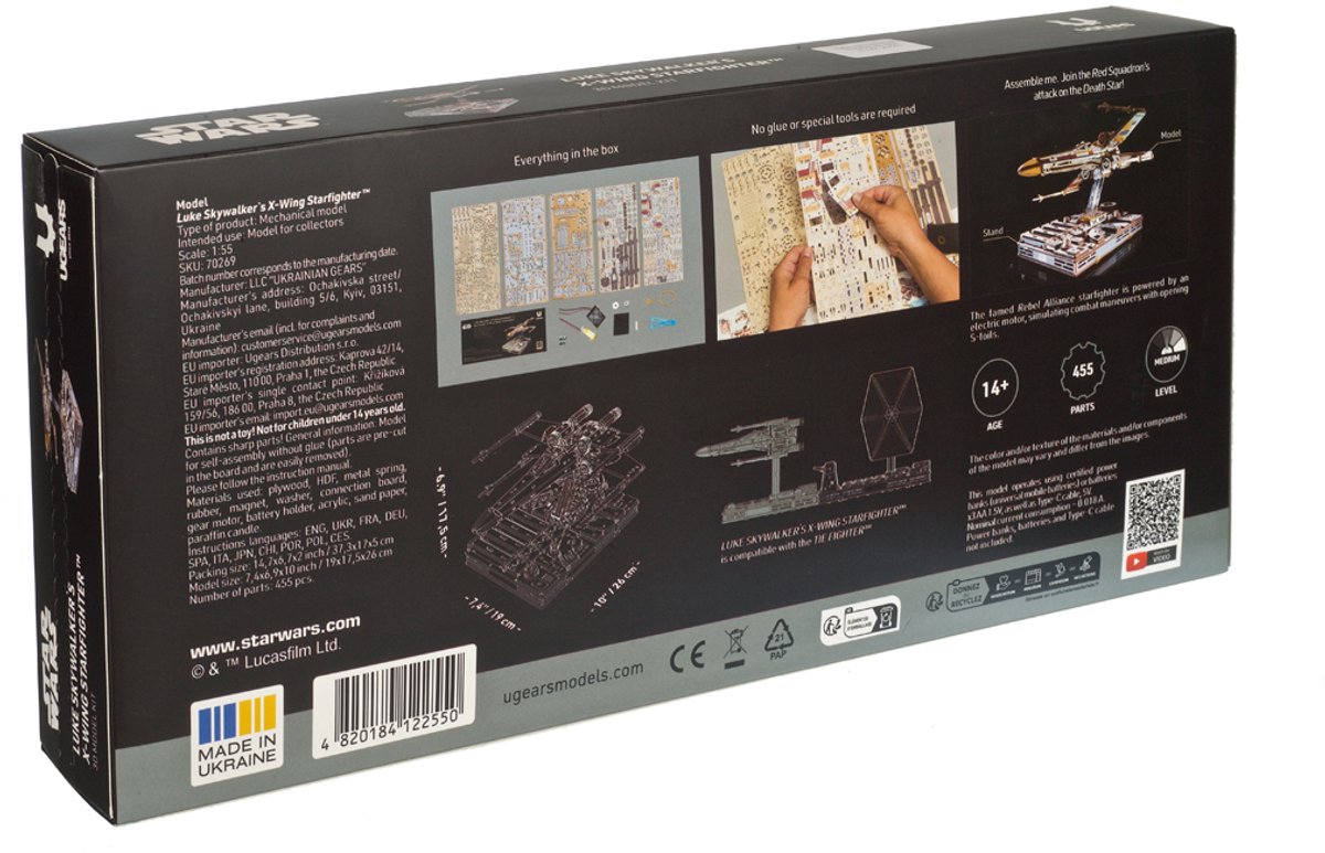 UGEARS 3D Modelbouw - Luke Skywalker's X-Wing Starfighter - Star Wars - Mechanisch Bouwpakket Hout - Educatief Speelgoed — afbeelding 14