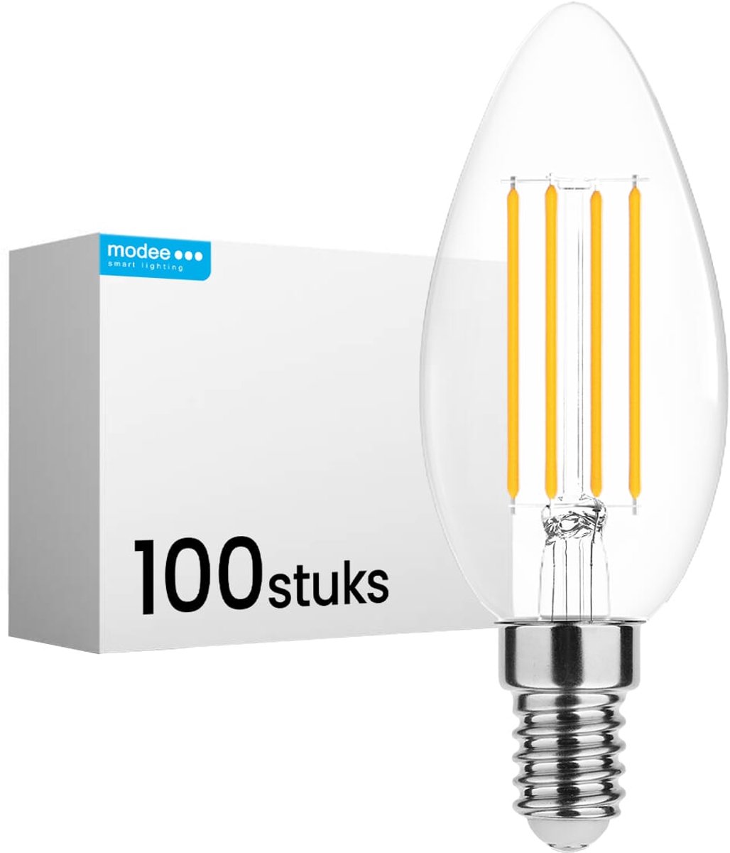 Modee E14 LED Lamp Dimbaar 7W - 806lm - 4000K - Neutraal Wit - LED Filament Kaarslamp B35 - Vervangt 50W Halogeen Gloeilamp - 100 stuks
