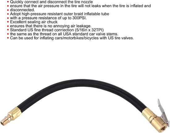 Auto Motorfiets Banden Inflator Slang verlengbuis Snelpomp Chuck Adapter voor Opblaasbare Pomp Met Klep - Bandenpomp - Slangadapter van Merkloos — afbeelding 5