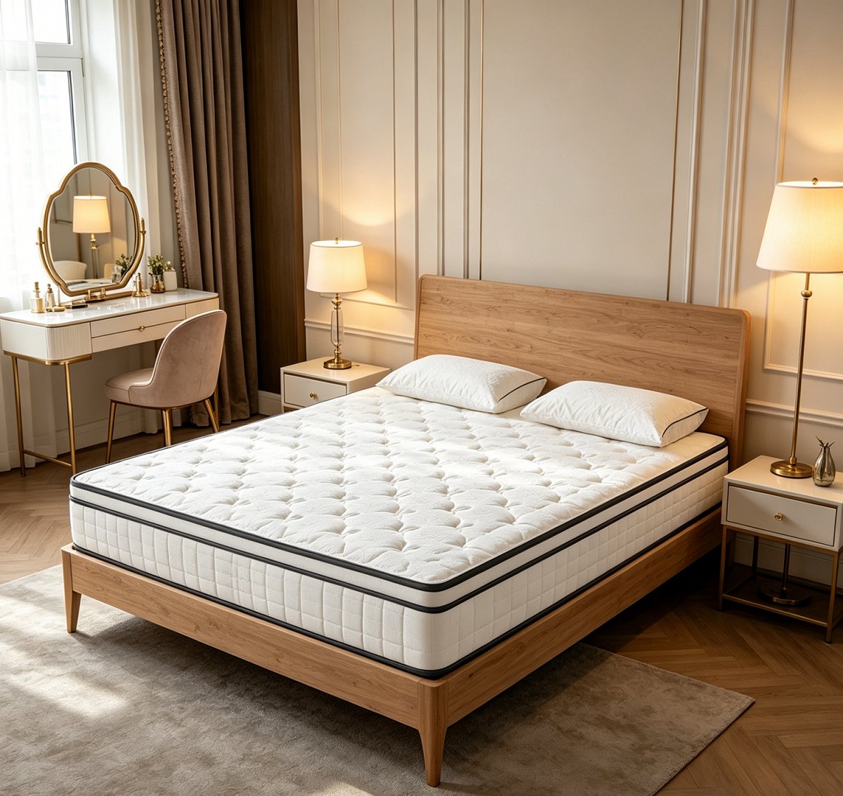 Matras 90x200cm, hoogte 25cm, pocketveringmatras met comfortschuim, boxspringmatras voor volwassenen, gemiddelde hardheid (zonder bedframe)