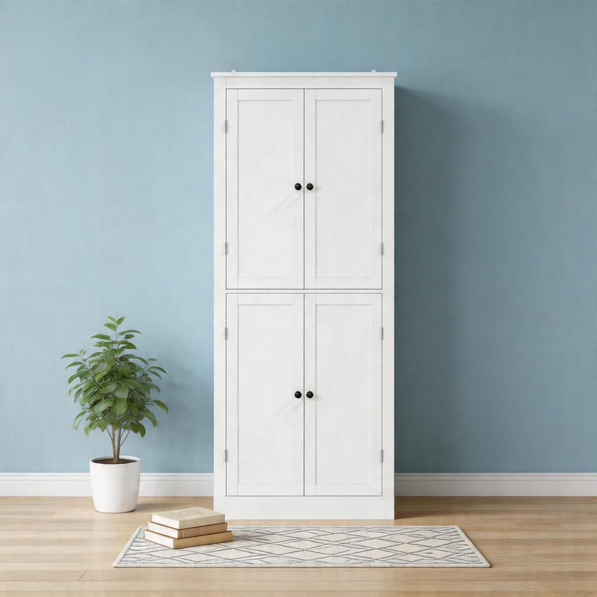 KOMHTOM - Keukenkast - Multifunctionele hoge kast - Dressoir met twee deuren met planken - Opbergvakken en een binnenliggende lade - Afmetingen: 182 × 40 × 75 - Geschikt voor keuken, eetkamer en woonkamer