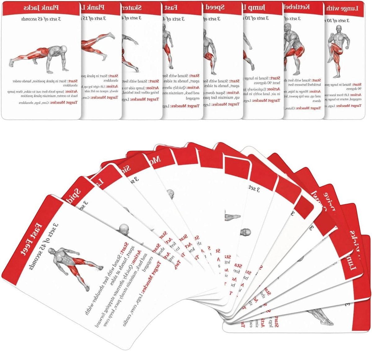 Trainingskaarten Set - Fitness Gids - Thuis Trainen - 36 Diverse Oefeningen - 36 Stuks - Niet Van Toepassing
