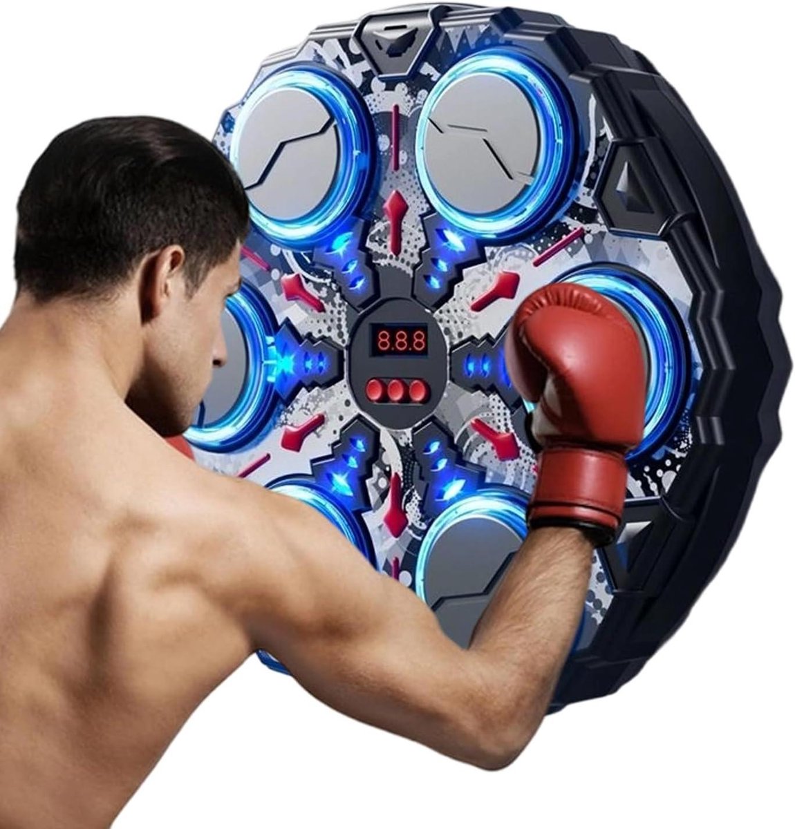 Muziek Boksmachine - Sport Trainer - Thuis Fitness - Intelligente Muziek Interactie - 33 cm Diameter - Zilver