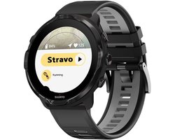 Stravo Tweekleurig Siliconen Sport Bandje 24mm voor Garmin Venu X1, COROS NOMAD / APEX 4 46mm & TicWatch Pro 5 / Pro 5 Enduro – Quick Release Horlogebandje – Zwart / Grijs
