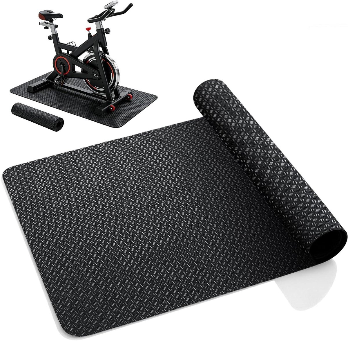 Vloerbeschermingsmat Fitnessapparaat - Onderlegmat Trainingsmat - Thuis Trainen - Dubbelzijdig Antislip - 60 x 43 cm - Zwart
