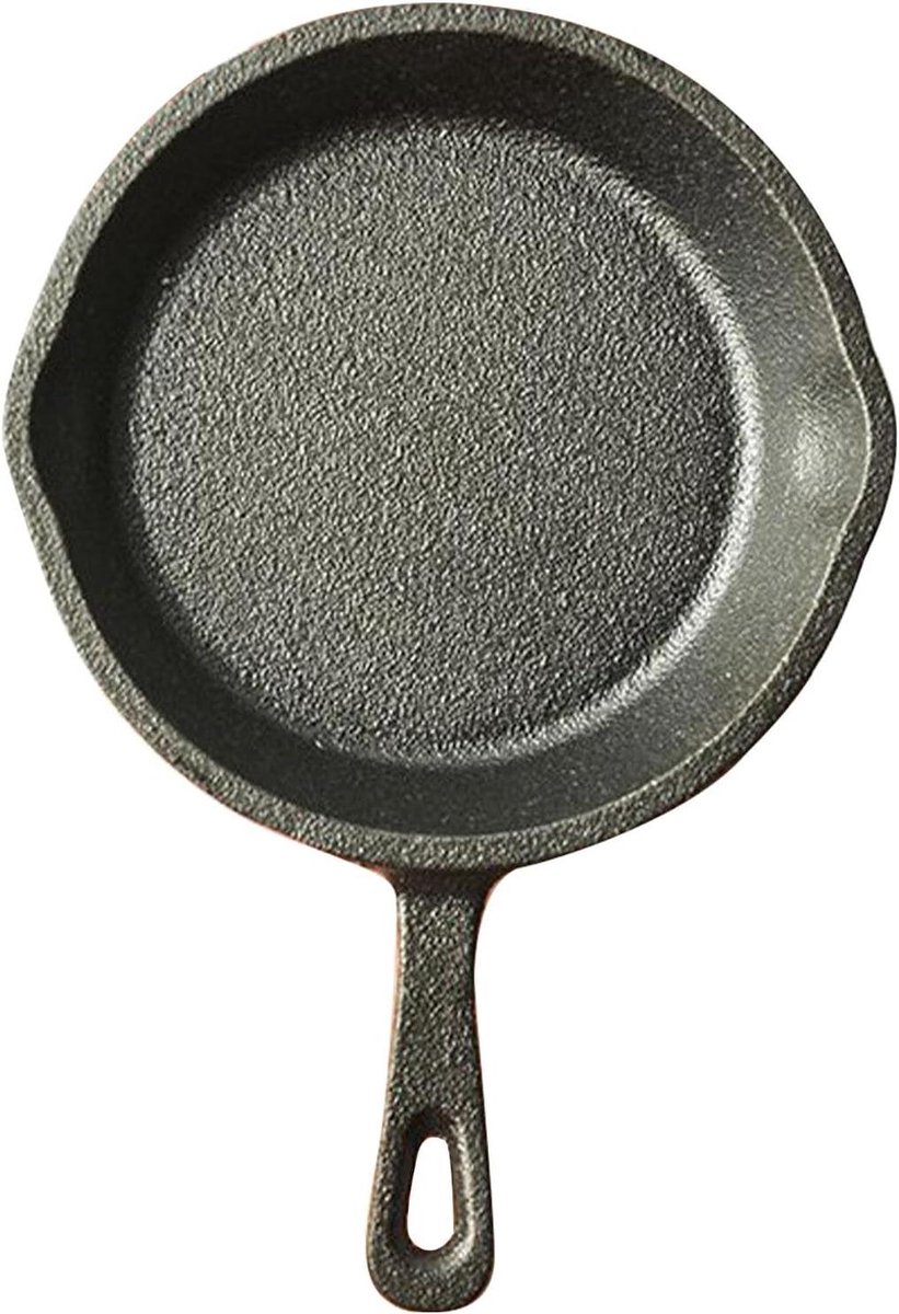 Gietijzeren Koekenpan - Mini Omeletpan - Kleine Porties Koken - Antiaanbaklaag - 13.5x6.5x14cm - Zwart