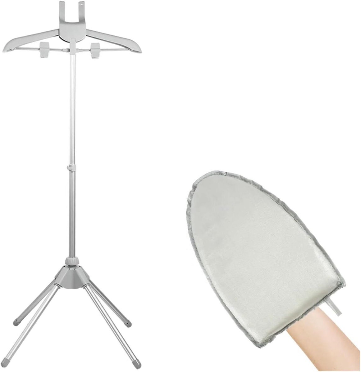 Stoomstrijkijzerstandaard - Kledingstomer Standaard - Kleding Stomen - In Hoogte Verstelbaar - 84-160 cm - Grijs
