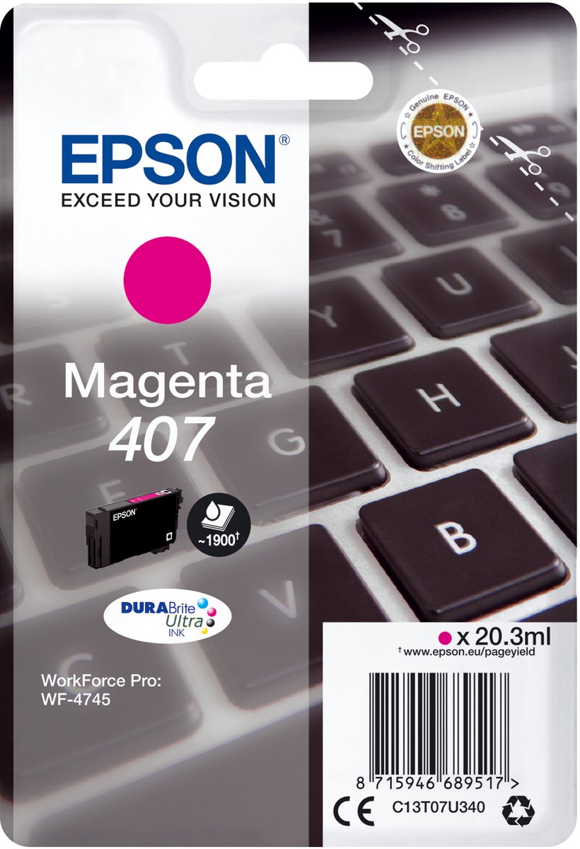 Epson WF-4745 inktcartridge 1 stuk origineel hoog (XL) rendement magenta