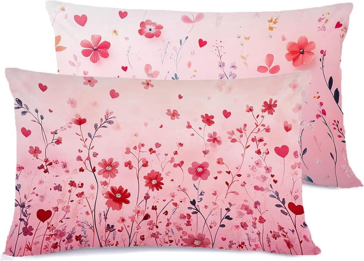 Roze Kussensloop - Kussenhoes Rits - Bed Opfrissen - Superzacht Fluweel - 40 x 80 cm - Roz