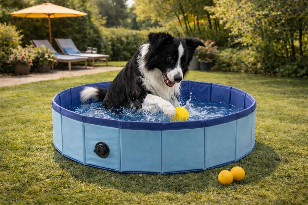 Hondenzwembad 120 cm - opvouwbaar hondenbad - zwembad voor honden - blauw - verkoelend plonsbad - zonder luchtpomp thumbnail 2