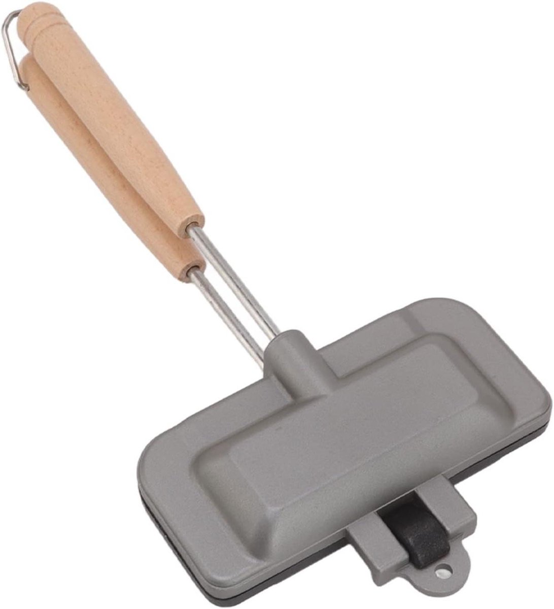 Dubbelzijdige Koekenpan - Tosti-ijzer Pannenkoekpan - Ontbijt Bereiden - Afneembaar Handvat - 22 x 13 cm - Grijs