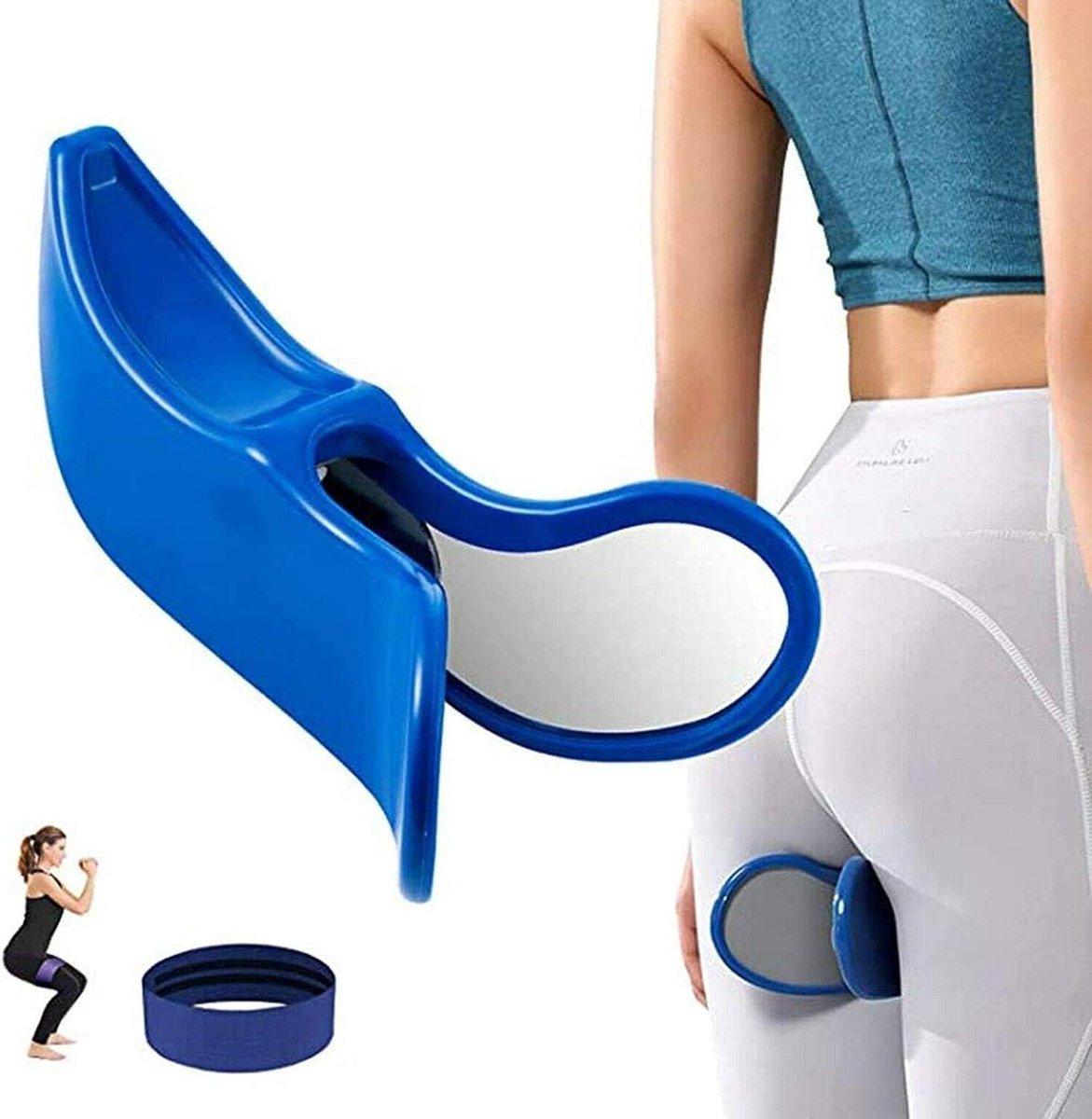 Heup Trainer - Bekkenbodem Trainer - Spierversteviging Billen - Verstelbare Weerstand - 25 x 15 cm - Blauw