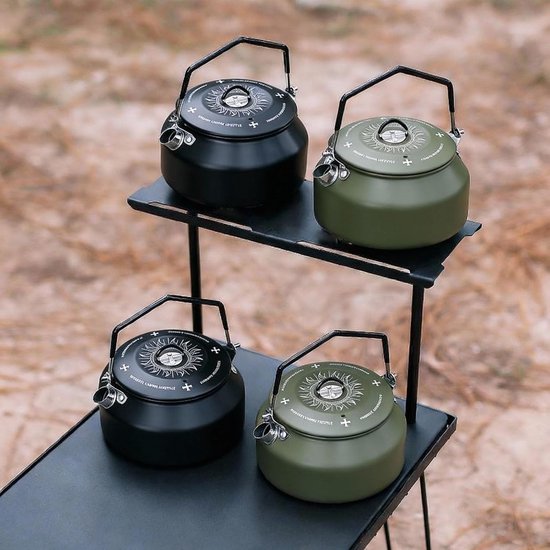 Camping Waterkoker - Theeketel Buiten - Koken op Kampvuur - Hittebestendige Verf - 1 Liter - Zilver — afbeelding 3