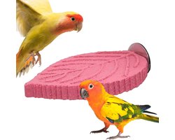 Zitstok vogels - Vogel speelgoed - Natuurlijke omgeving - Plantenvorm design - 14 x 9.5 cm - Roze