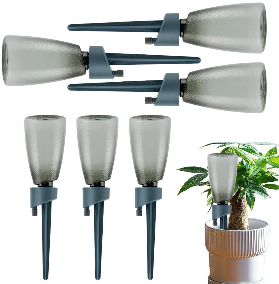 Zelfwaterende Spikes - Automatische Plantenvoeding - Planten Verzorgen - Verstelbare Druppelsnelheid - 6 Stuks - Groen