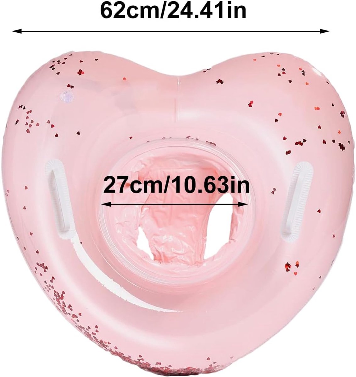 Opblaasbare zwemring - Baby zwemhulp - Veilig zwemmen - Hartvorm met handgrepen - 62 cm buitendiameter - Roze – foto 6