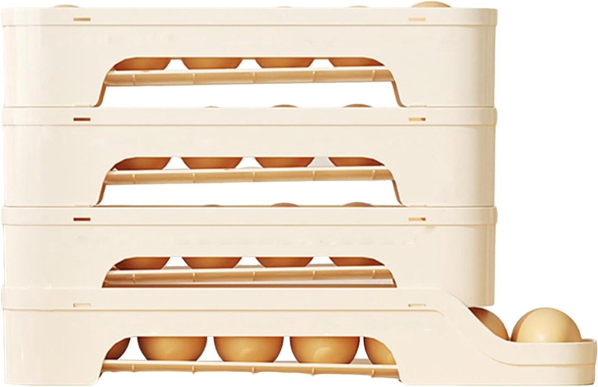 Rollende eierdispenser - Koelkast organizer - Keuken opbergen - Automatische rolfunctie - 35 cm lengte - Meerkleurig