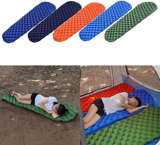 Zelfopblazende Slaapmat - Outdoor Mat - Kamperen en Hiken - Ingebouwde Pomp - 190x58cm Uitgevouwen - Marineblauw — afbeelding 4