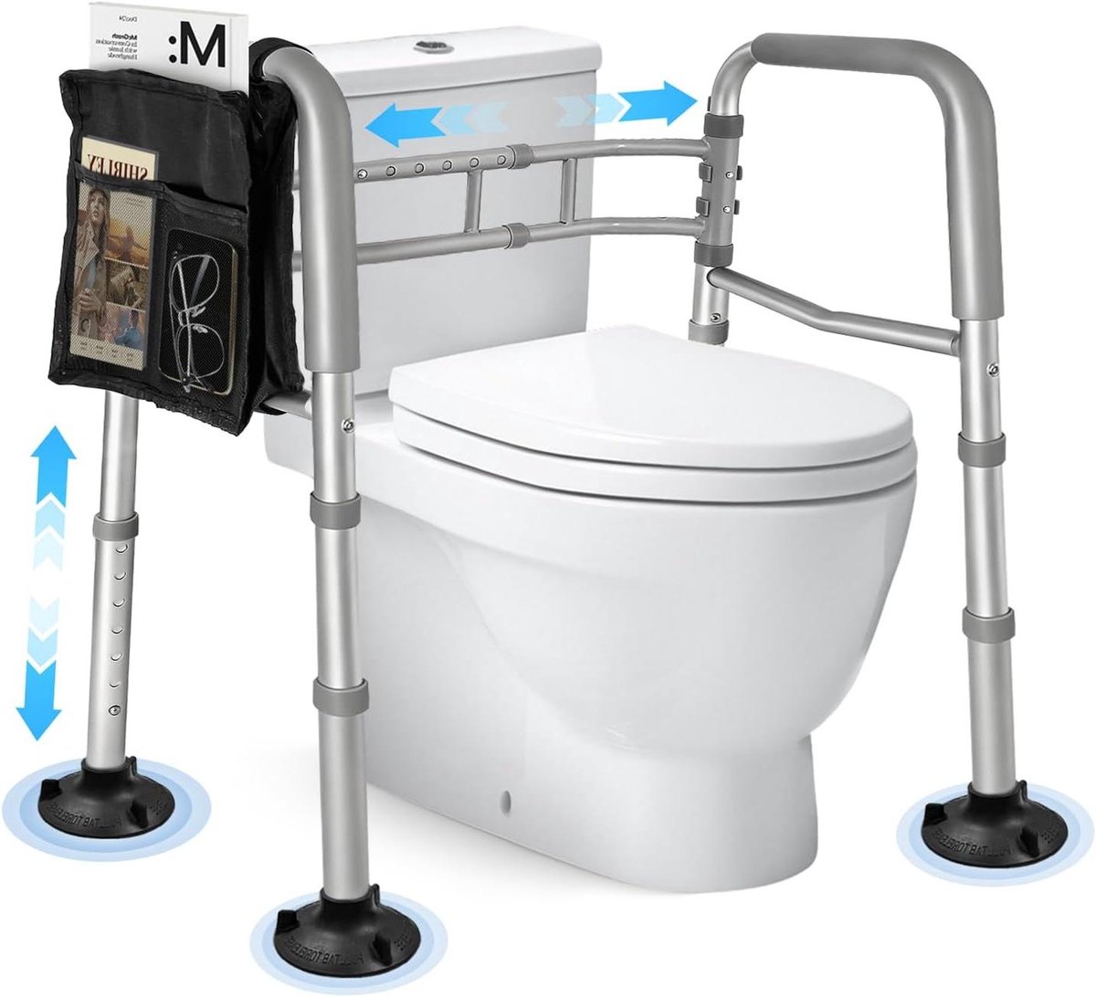 Toilet Veiligheidsframe - WC Steunframe - Zelfstandig Zitten - Verstelbaar Aluminium - Tot 150 kg - Zilver