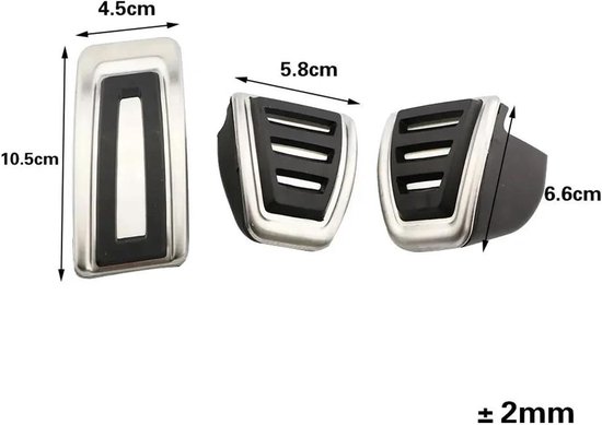 Pedaalhoezen Set - Auto Interieur - Verbeterde Grip - Antislip Ontwerp - MT Versie - Zilver Zwart — afbeelding 4