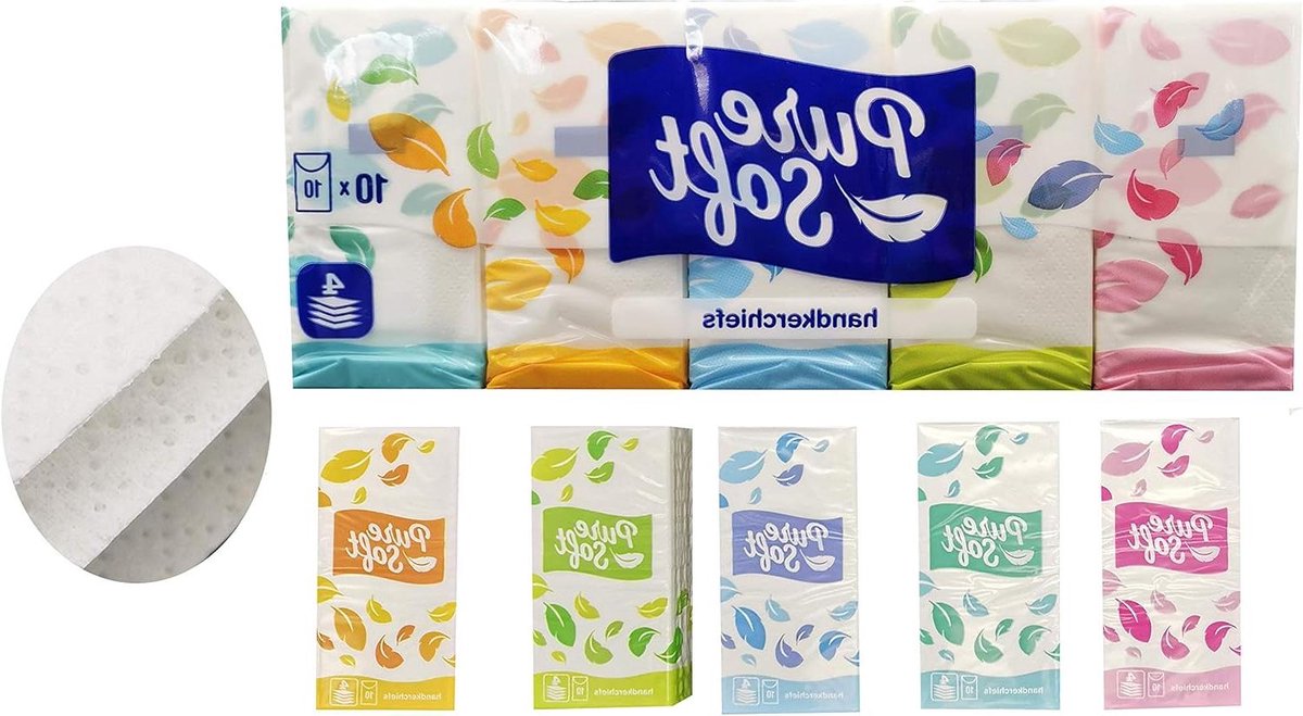 Papieren Zakdoeken - Zakdoekjes Tissues - Hygiënisch Werken - 100% Cellulose - 10 Pakjes - Wit