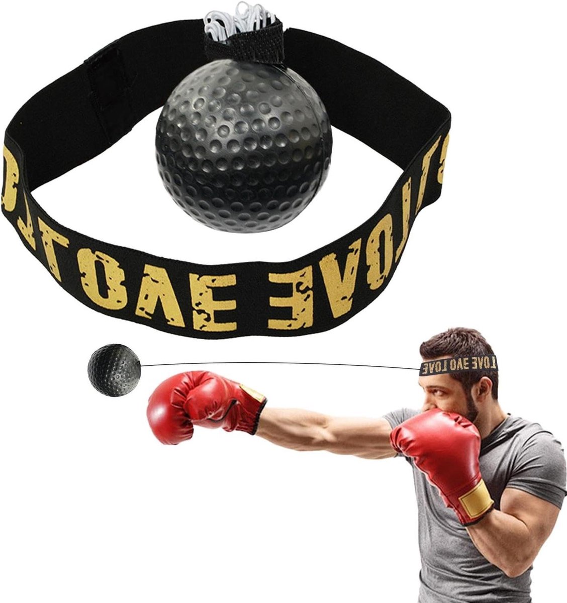 Boksbal Hoofdband - Reflex bal - Fitness Verbeteren - Compact Lichtgewicht - 10 stuks - Zwart