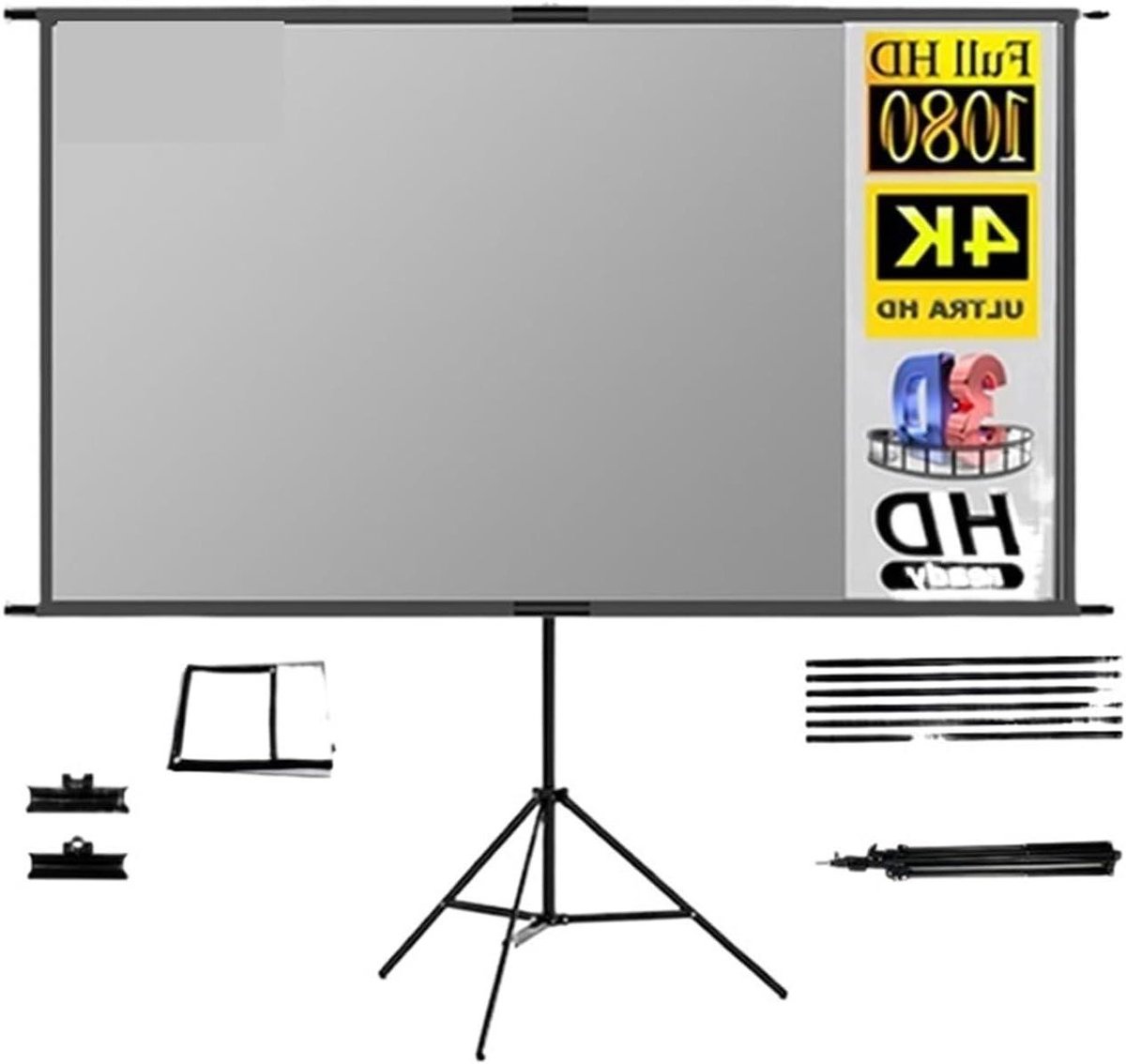 Projectiescherm Met Standaard - Beamer Scherm - Thuisbioscoop Creëren - Grijs Anti-Licht Canvas - 120 Inch - Grijs