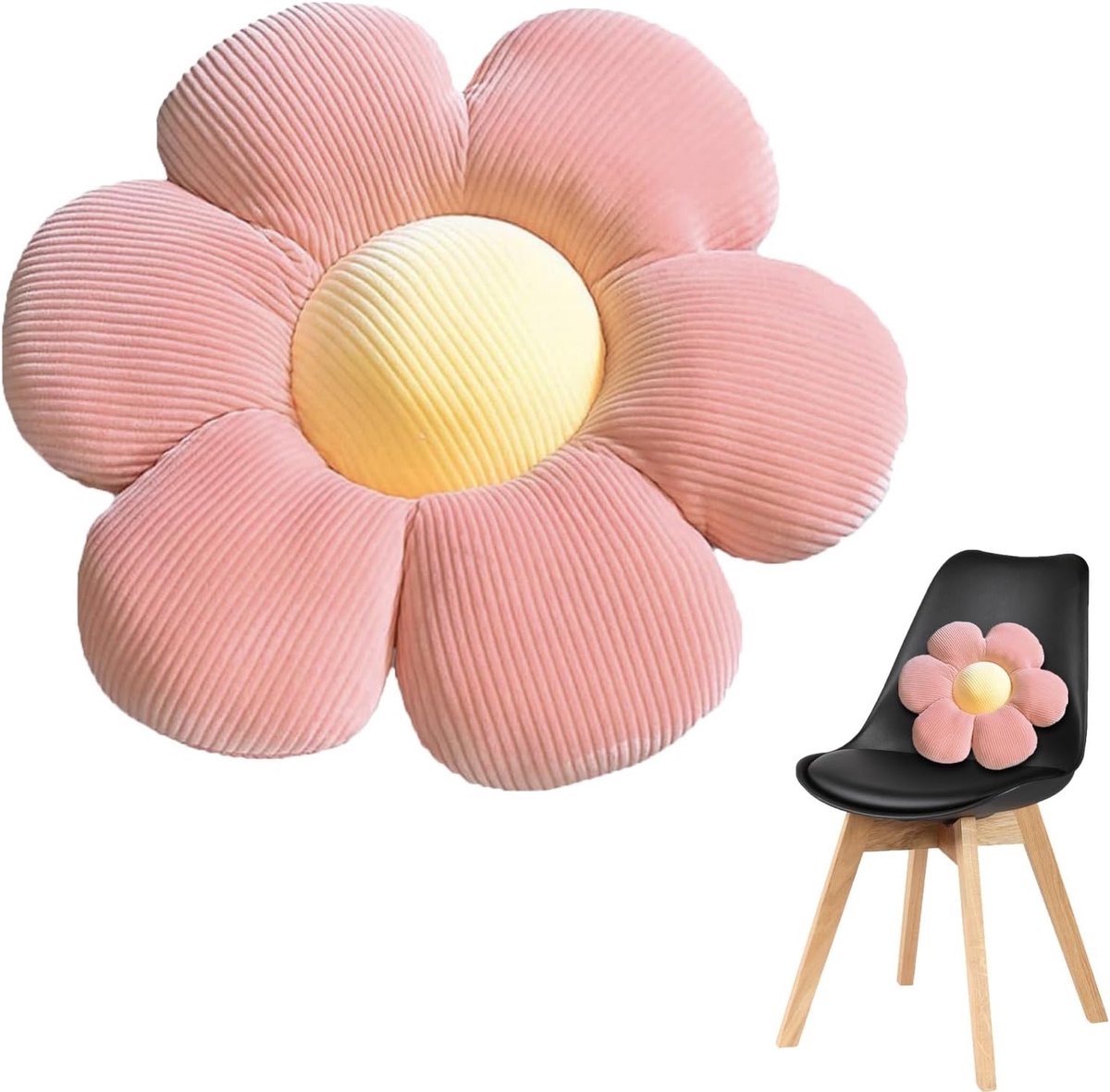 Pluche Bloem Kussen voor de Vloer - Schattig Bloem Tapijt voor Kinderkamer, Sofa en Decoratie in Roze