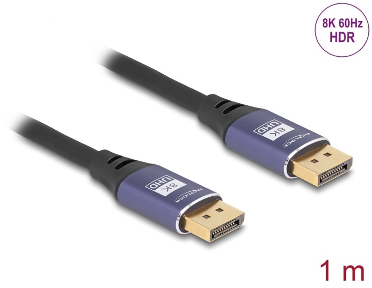 Delock DisplayPort Cable 8K 60 Hz 1 m lila metal