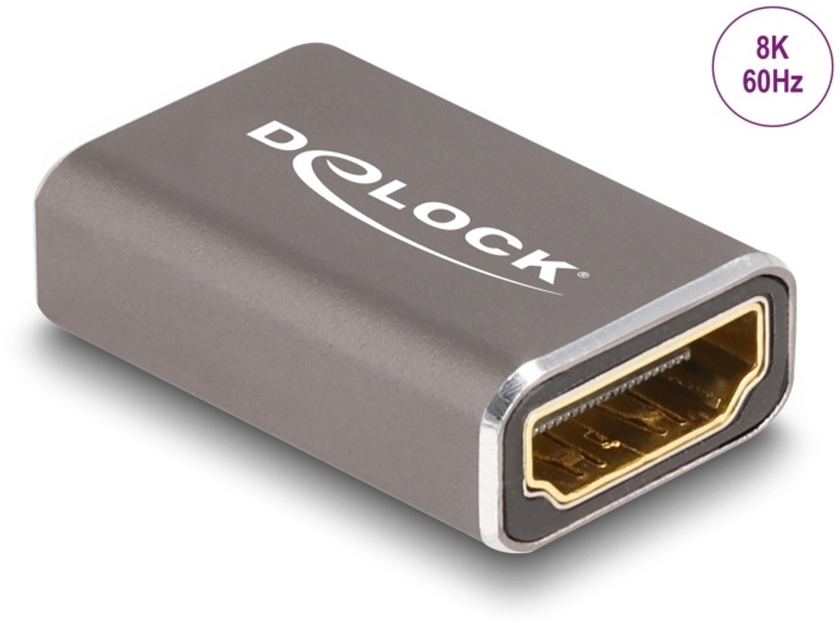 Delock HDMI Adapter female to female 8K 60 Hz grey metal