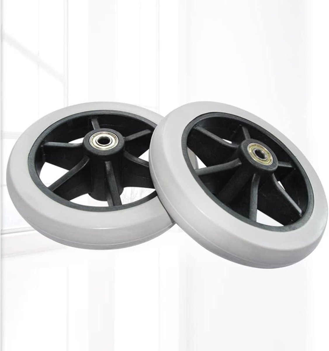 Rolstoel Voorwielen - Loopstoel Wiel - Onderdelen Vervangen - Massief Rubber - 2 Stuks 17 Cm - Grijs