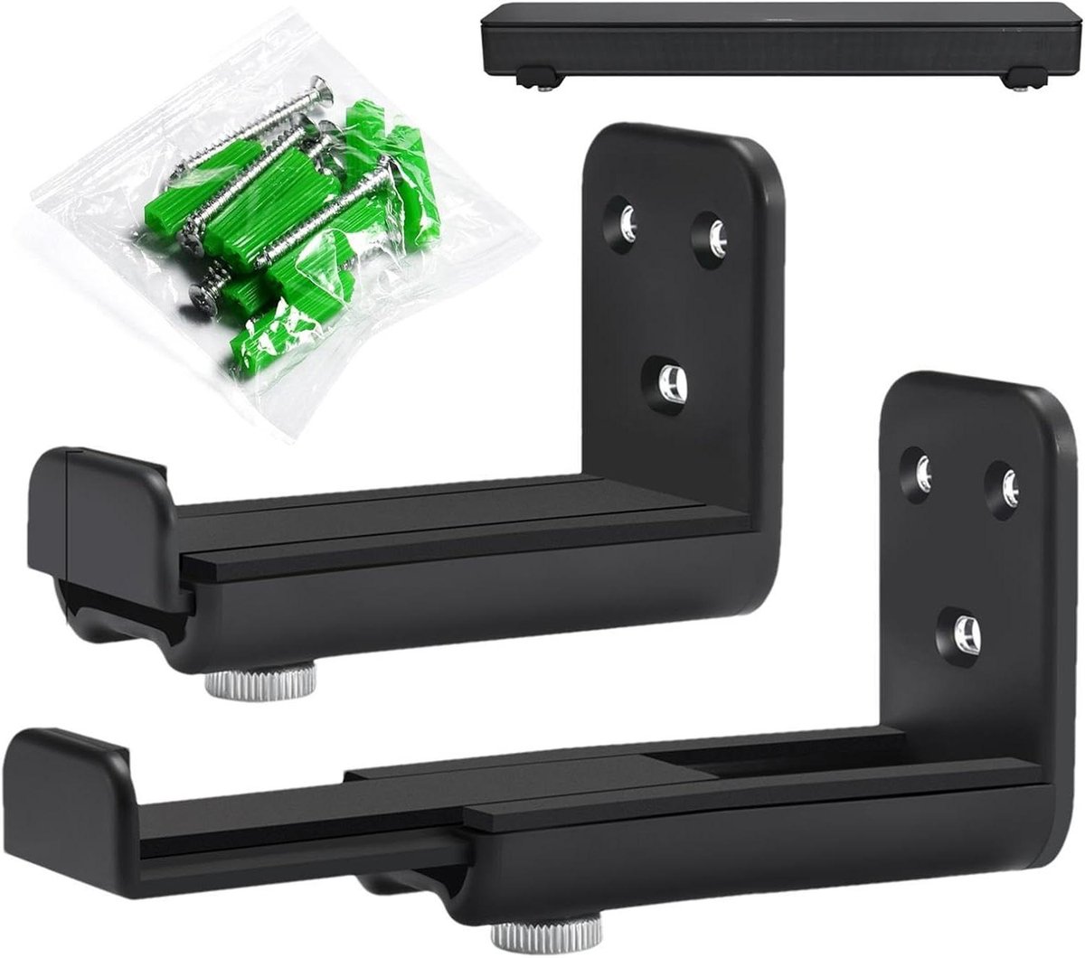 Soundbar Houder - Muurbeugel Audio - Ruimte Besparen - Verstelbare Diepte - Tot 137 cm - Zwart