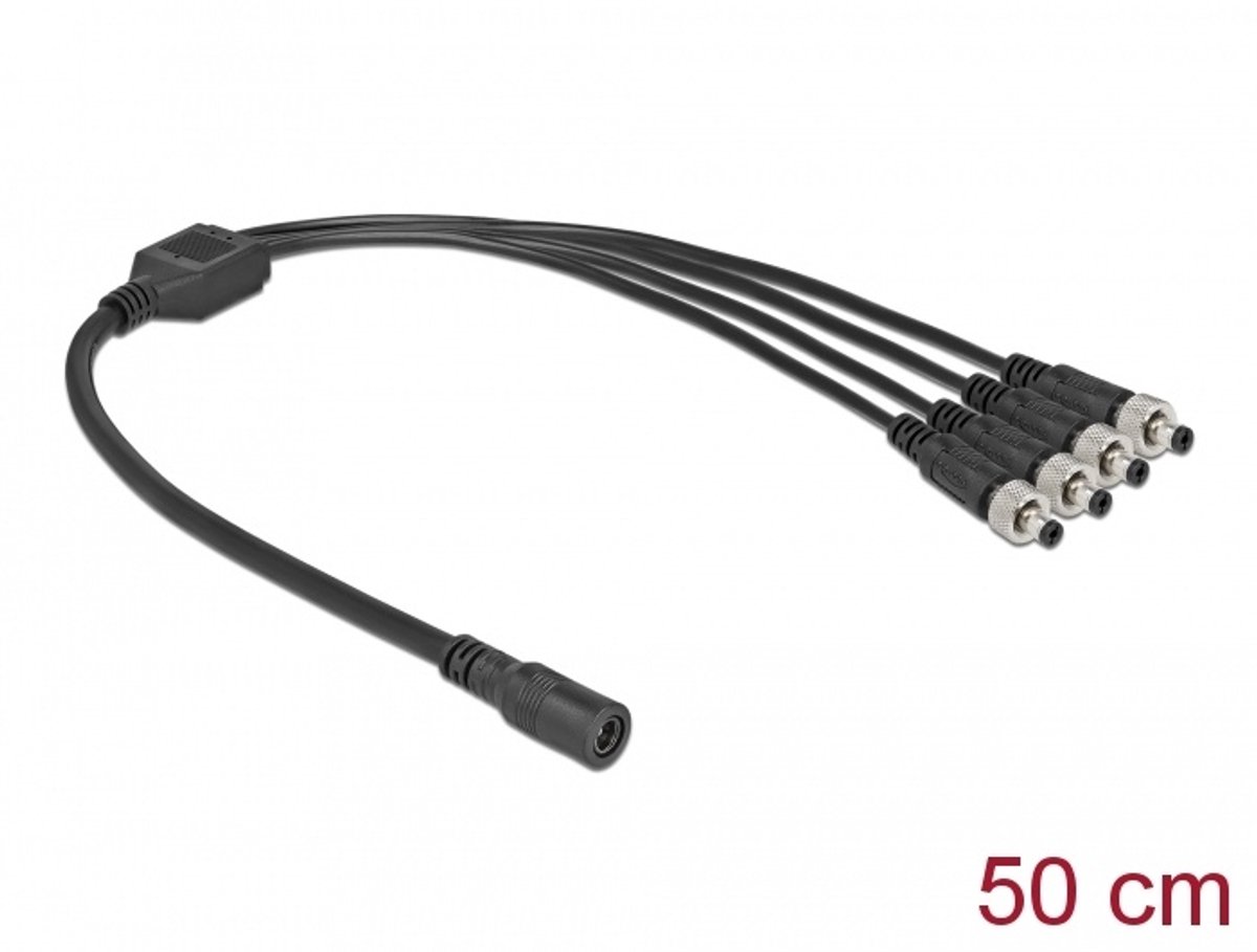 DC Splitter -kabel 5,5 x 2,1 mm 1 x vrouwelijk tot 4 x mannelijk schroefbaar