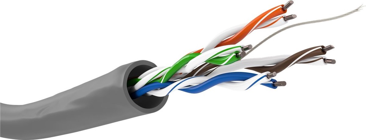 CAT5e U/UTP 305 meter internetkabel op rol stug grijs CCA - netwerkkabel