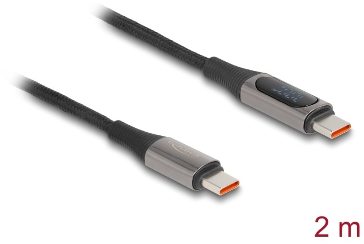 Delock USB 2.0 Cable USB Type-C™ male to male PD 3.0 100 W with power indication 2 m