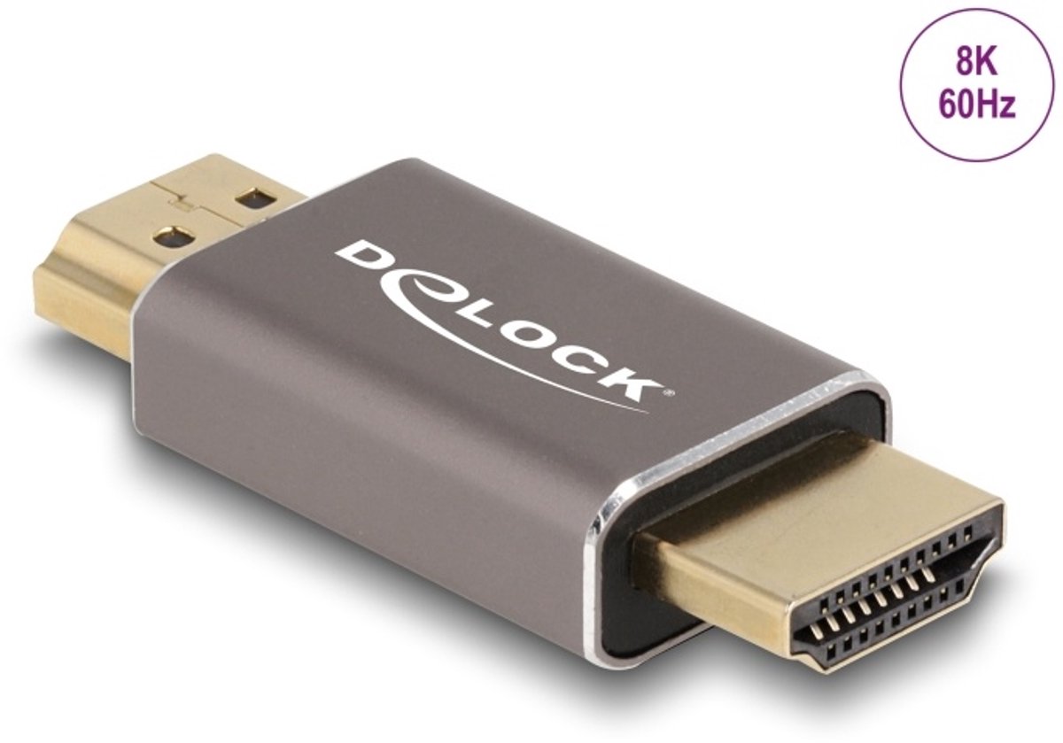 Delock HDMI Adapter male to male 8K 60 Hz grey metal
