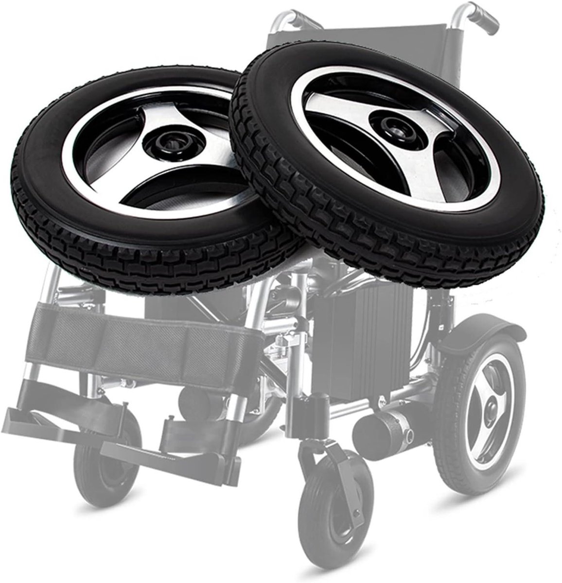 Rolstoel Achterwielen - Vervangende Banden - Mobiliteit Verbeteren - Snelle Installatie - 12 Inch - Zwart