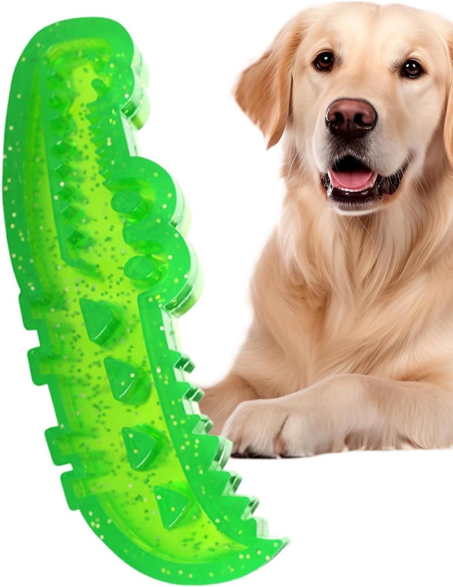 Honden Puzzel Voederbak - Kauwspeelgoed Hond - Langzaam Eten - Onregelmatig Rollend Ontwerp - 16x6x4 cm - Groen