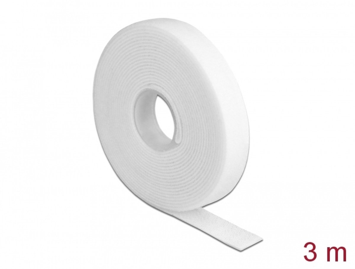 Delock Hook-and-loop tape on roll L 3 m x W 13 mm white