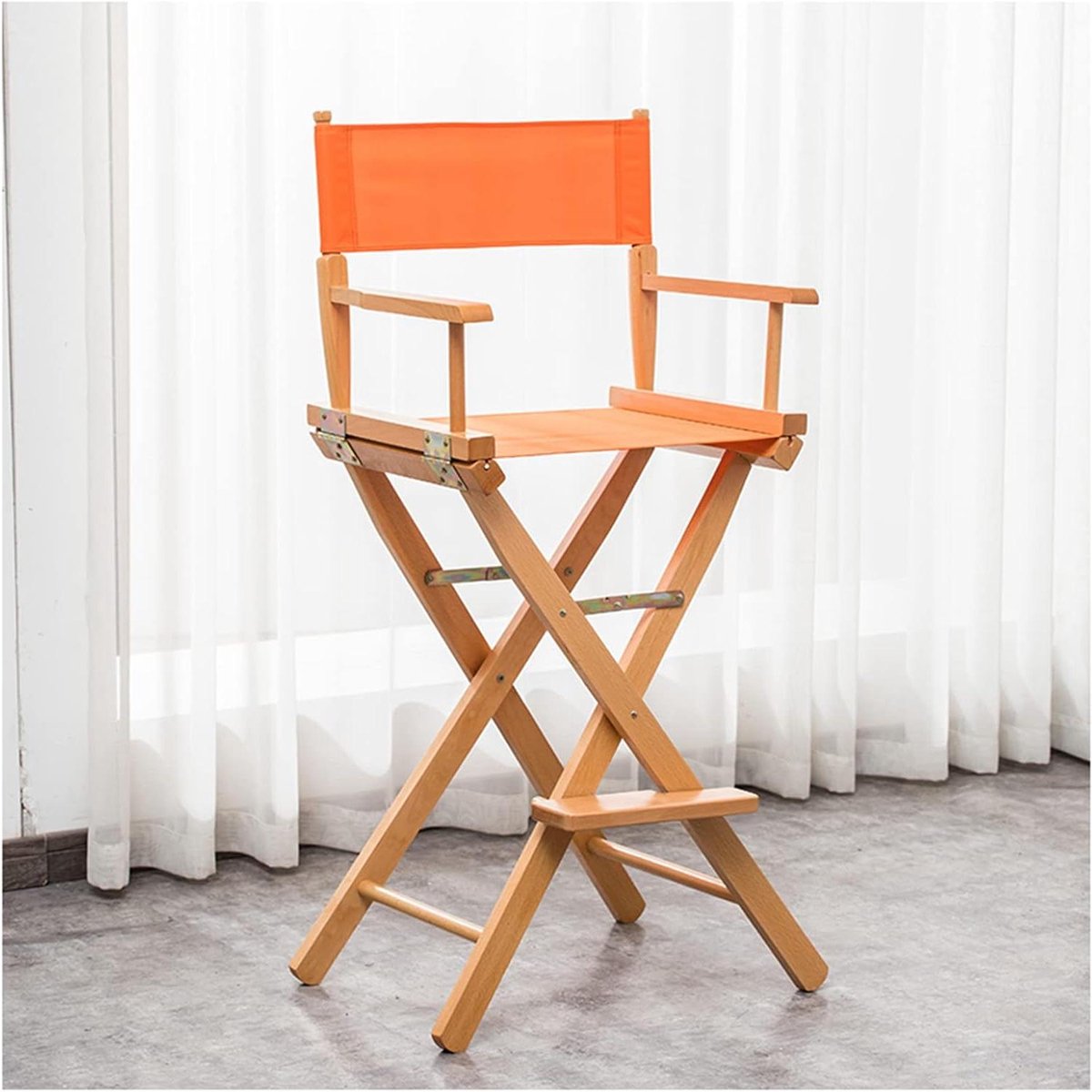 Opvouwbare Houten Stoel - Directeursstoel Loungestoel - Buiten Zitten - Massief Houten Frame - 118 cm Hoog - Oranje