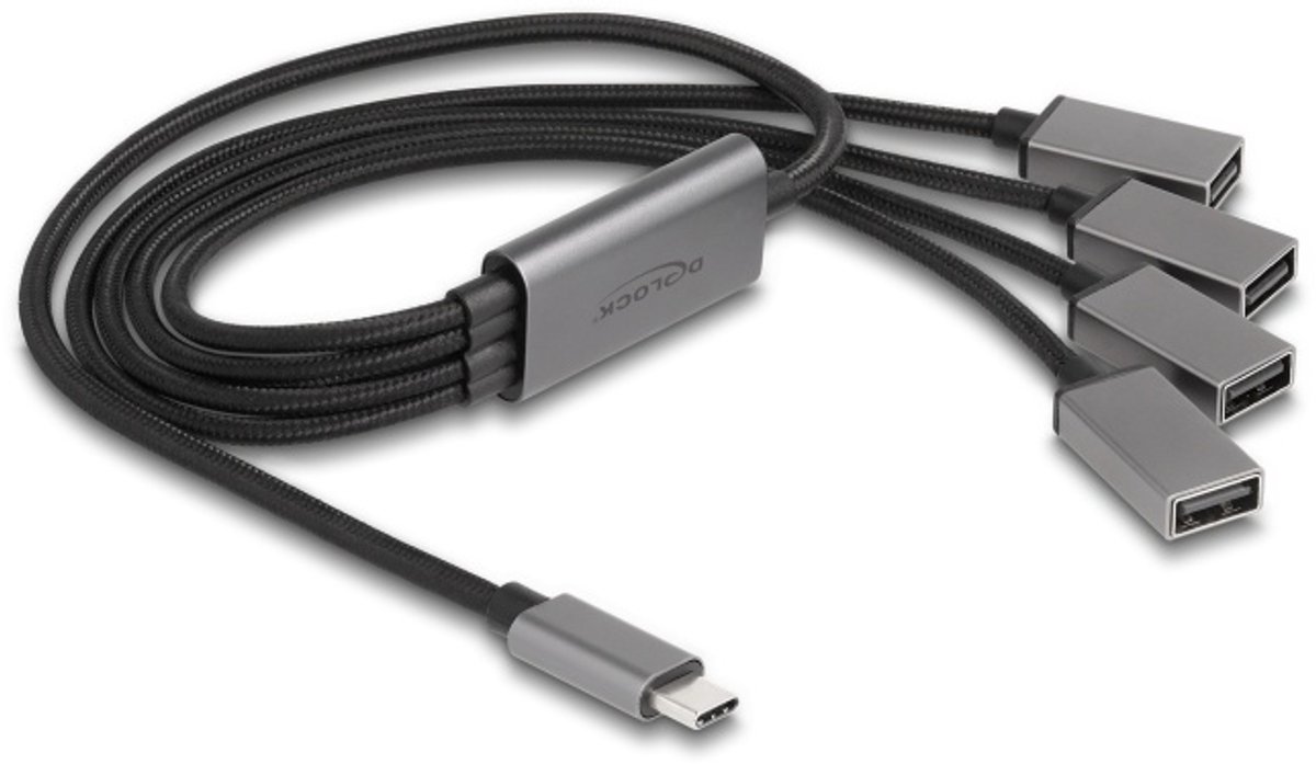 Delock 4 Port USB 2.0 Cable Hub with USB Type-C™ connector 60 cm
