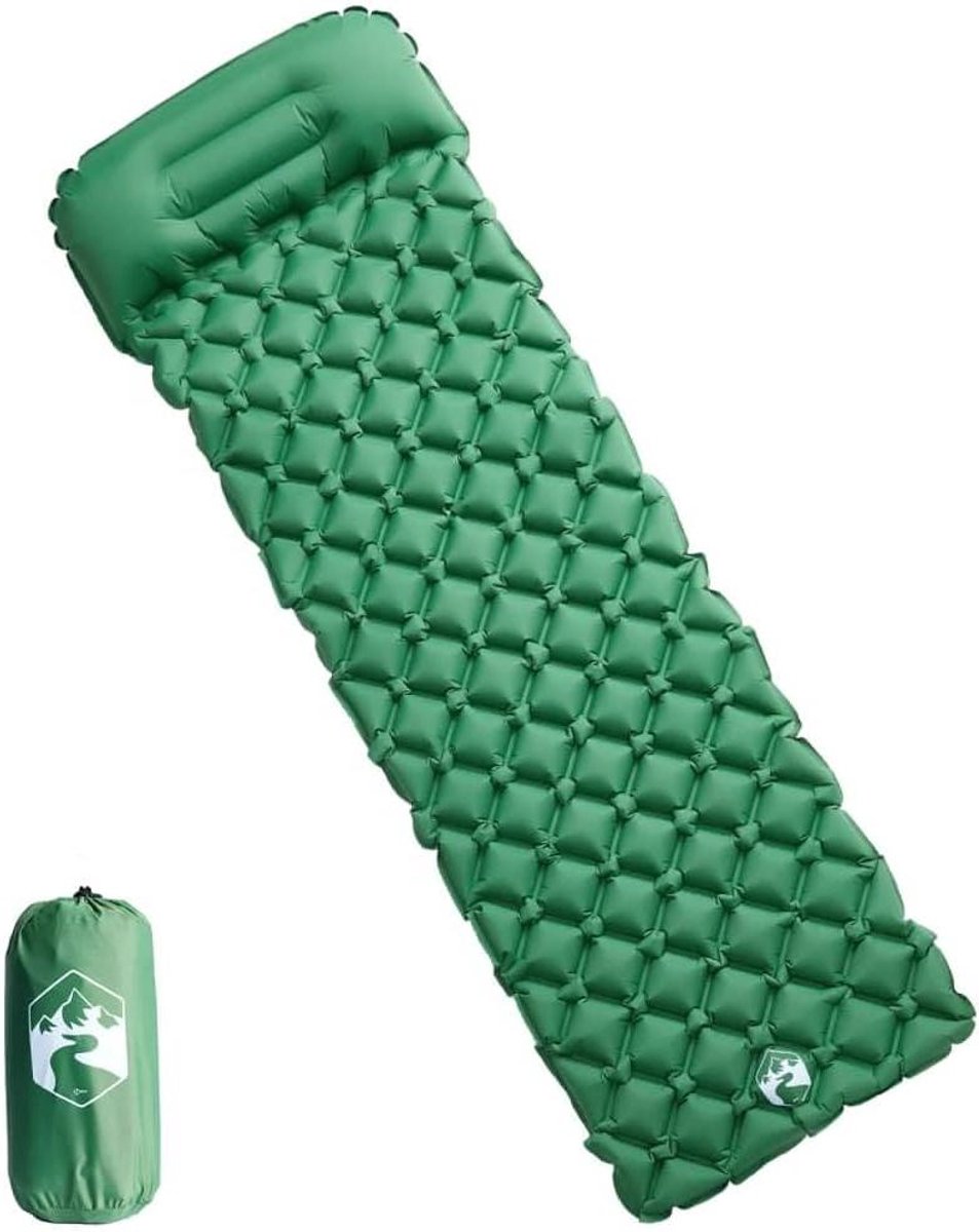 Opblaasbaar Matras - Kampeer Mat - Outdoor slapen - Ingebouwd Kussen - 188 cm Lengte - Groen