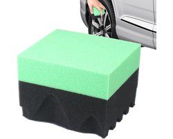 Bandenspons Applicator - Wielborstel Schuimkussen - Auto Onderhoud - Golfontwerp Diepe Groeven - 9.5 x 8.5 x 6.5 cm - Groen