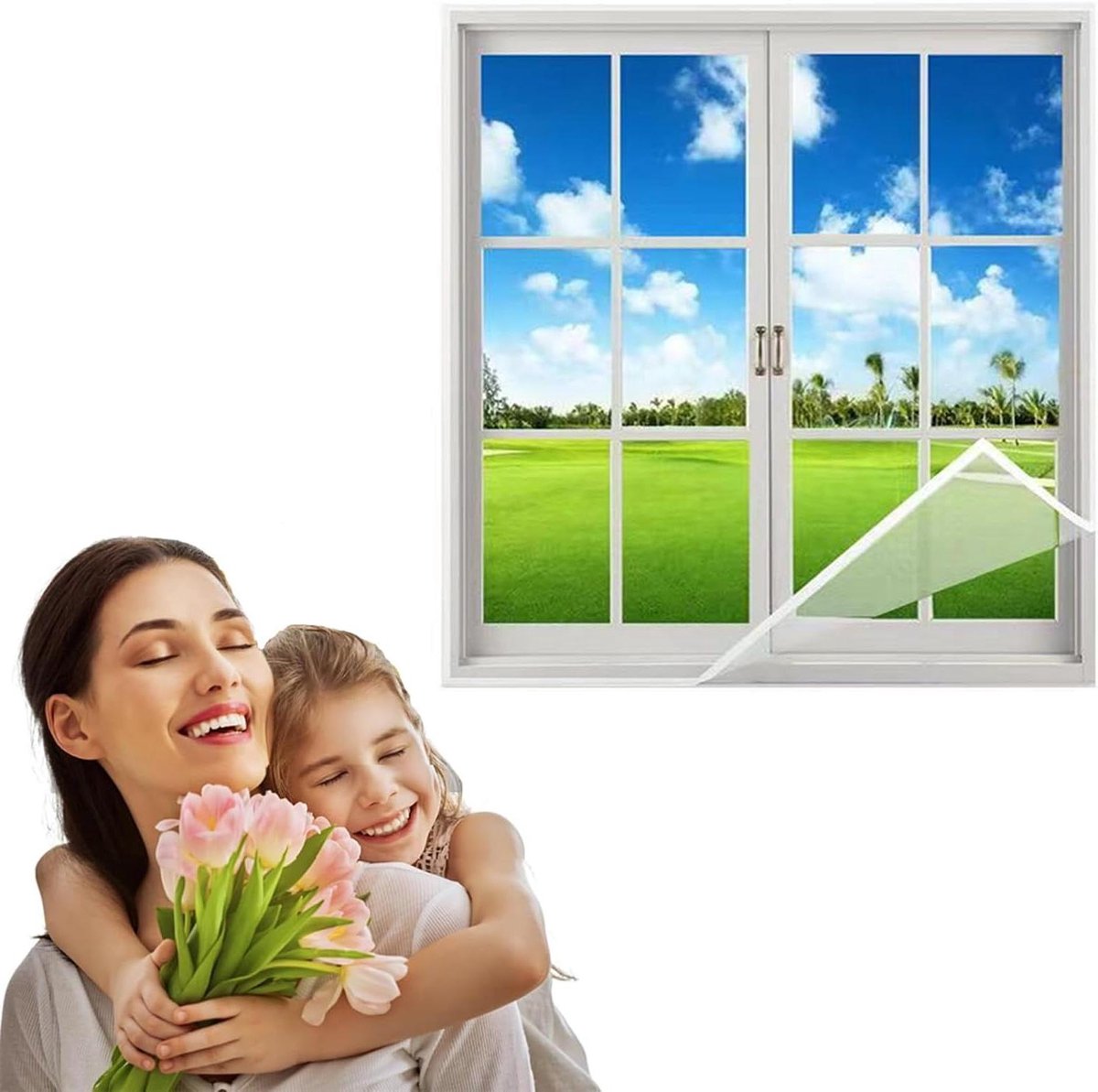 Horrengaas Raam - Insectenwering - Buitenruimte Genieten - Zelf op Maat - 70x115 cm - Wit
