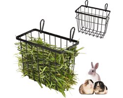 Hoogwaardige Hooi Voederbak voor Cavia's en Konijnen, Metalen Frame, Ideaal voor Chinchilla's en Kleine Dieren, 2 Stuks